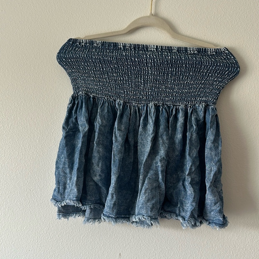 Cato Strapless Chambray Top